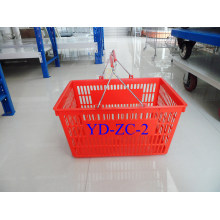 Double Metal Hands Plastic Shopping Basket (YD-B02)